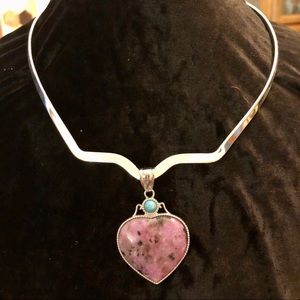 Silver Tone Choker Heart Pendant